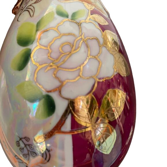 Vintage Iridescent Luster Ware Vase Gold Handles Pearl MCM Gilded Bud Japan READ - Picture 7 of 13